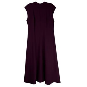 Calvin Klein Midi Dress Womens 12 Purple Mock Neck Sleeveless A Line Scuba Crepe